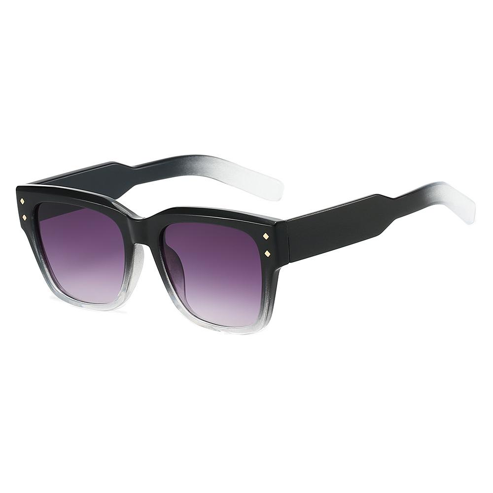  Vintage Rivets Square Men Sunglasses Fashion Amber Gradient Shades UV400 Women Outdoor Sun Glasses