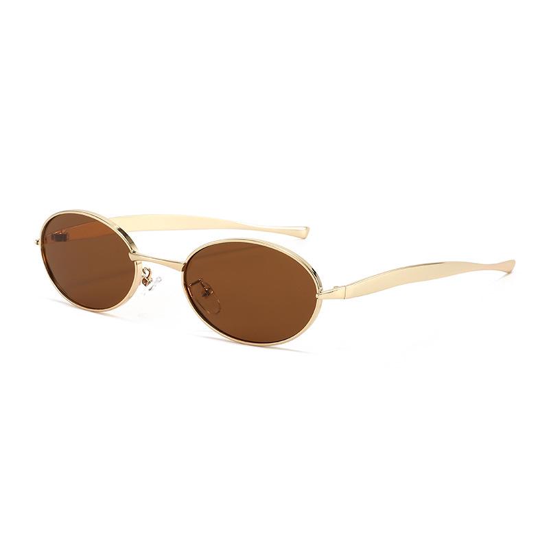 European & American Oval Frame Sunglasses - Fashionable Metal Design, High-End Runway Style
