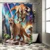 Creative Dinosaur Cat Pattern Waterproof Mold-proof Shower Curtain Home Decor Unique Design Stylish Bathroom Item Elevate Space