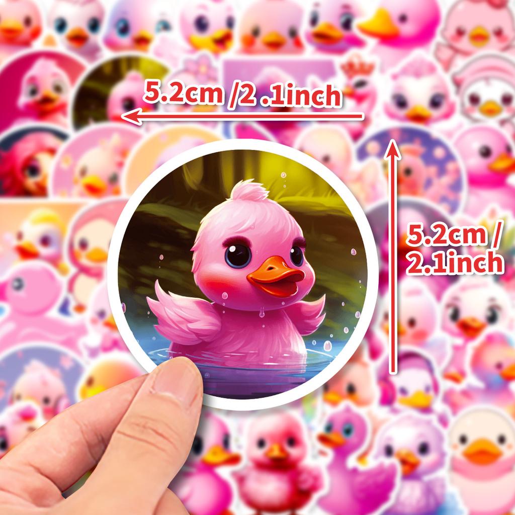 50 Stickers Dream Little Pink Duck Mobile Phone Tablet Computer Personalized Diy Decorative Stickers Repeatedly Stick Waterproof Stickers