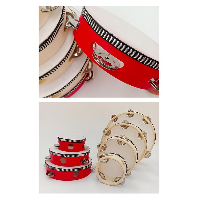 1Pc Wooden Tambourine 4/6/8/10-Inch Beige Rim With Metal Jingles Musical Educational Percussion Instrument For Concert Church Pa