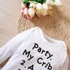 Body pentru nou-născut cu mânecă lungă, cu gât, „party. My Crib 2.AM BYOB" Costume drăguț cu imprimeu pentru fetițe și băieți