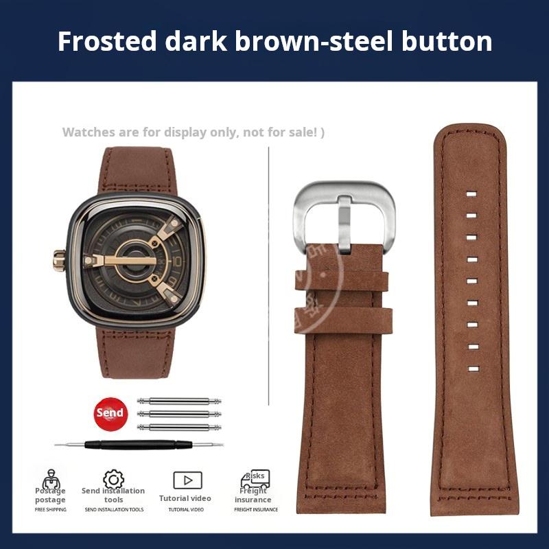 

28mm Large size Wrist watch band For Seven Friday P1 S2 M2 02 M3 Q2 Retro Frosted brown Genuine leather watch strap Men Bracelet 28mm width