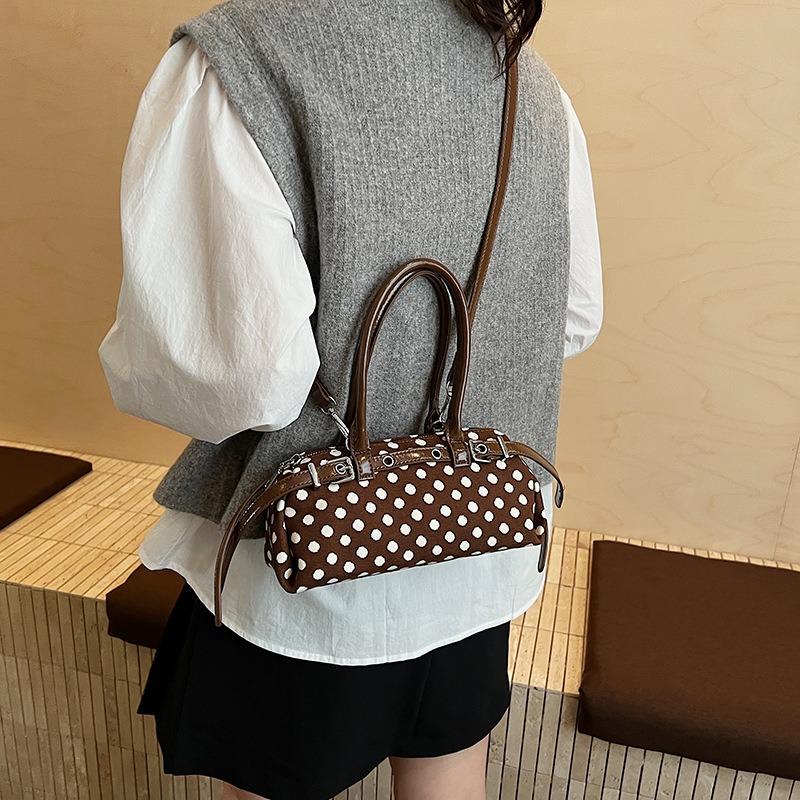 Handbag Bag Women's New Polka Dot Design Versatile Messenger Bag Fashion Casual Shoulder Bag Cylinder Bag