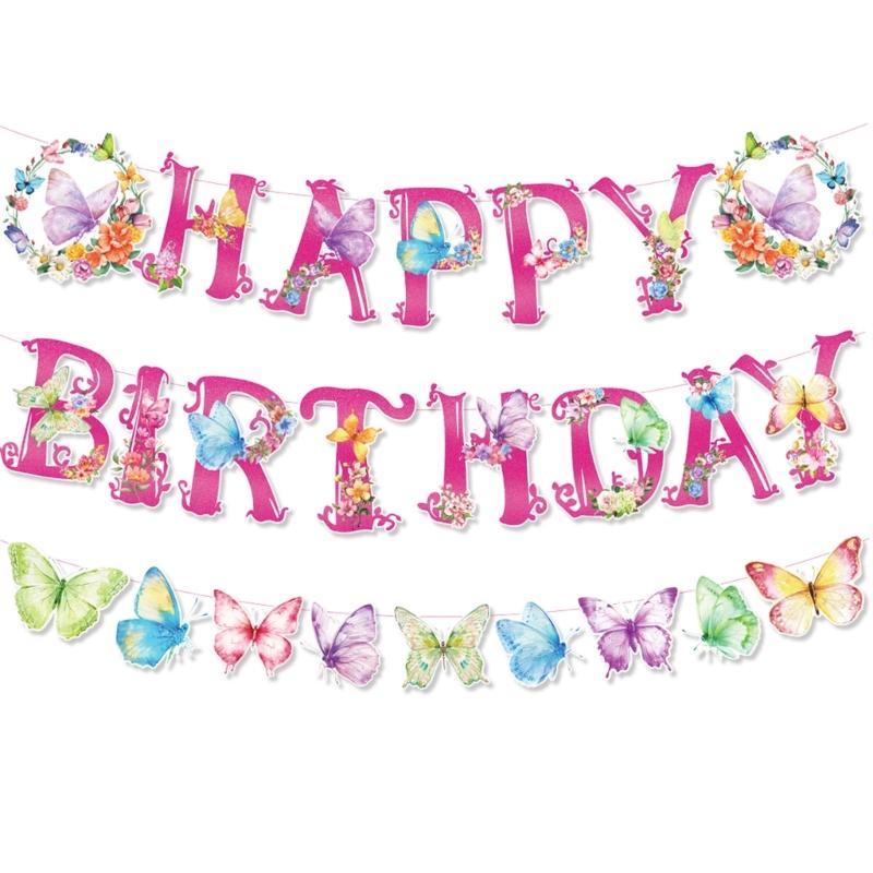 Colorful Butterfly Party Decorations Birthday Banner and Hangings Whirls Eye Catching Birthdays Parties Accessories