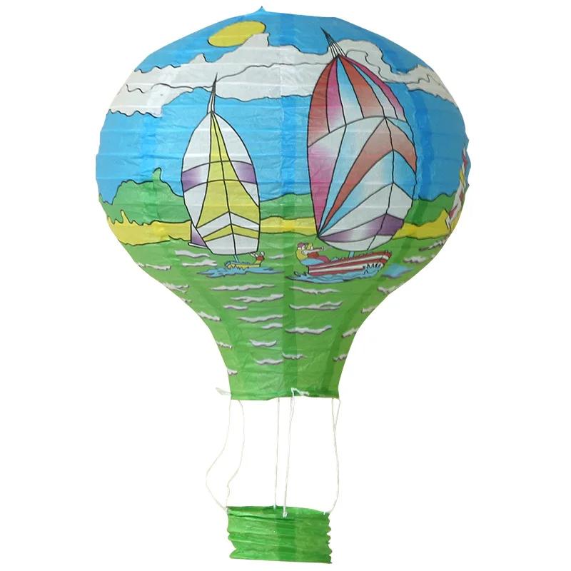 12" 30cm Rainbow Hot Air Balloon Paper Lanterns Ball Lampion Hanging White Wedding Decoration Lampshade Christmas Party Decor