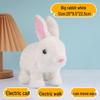 Plush Interactive White Rabbit Toy - Walking, Talking, Ear-Wiggling, Mouth-Moving Long-Haired Pet Simulation.