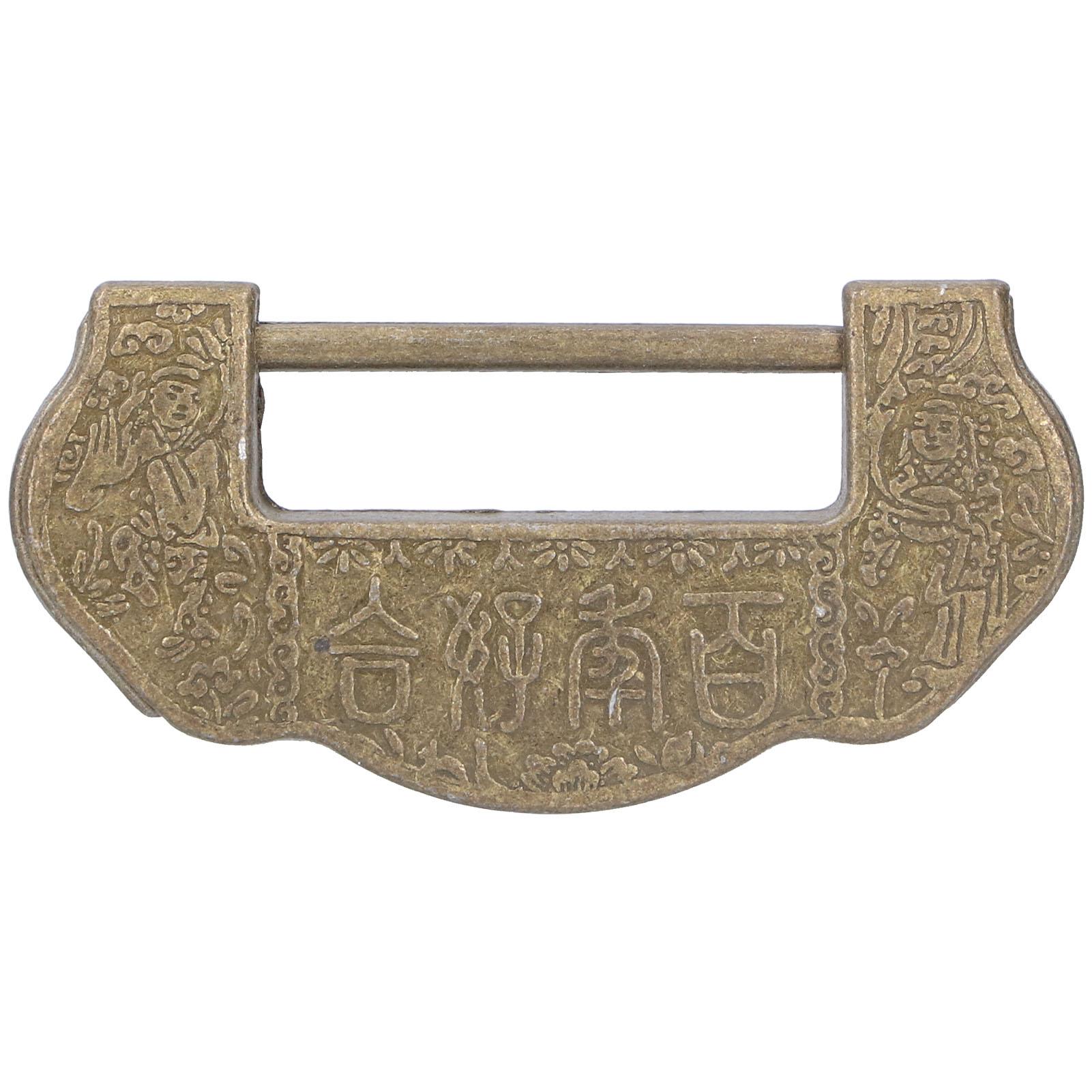 

Chinese Carved Lock Set Ming Qing Dynasty Antique Brass Padlock for Cabinet Jewelry BoxAntique Brass Color античный бронзовый