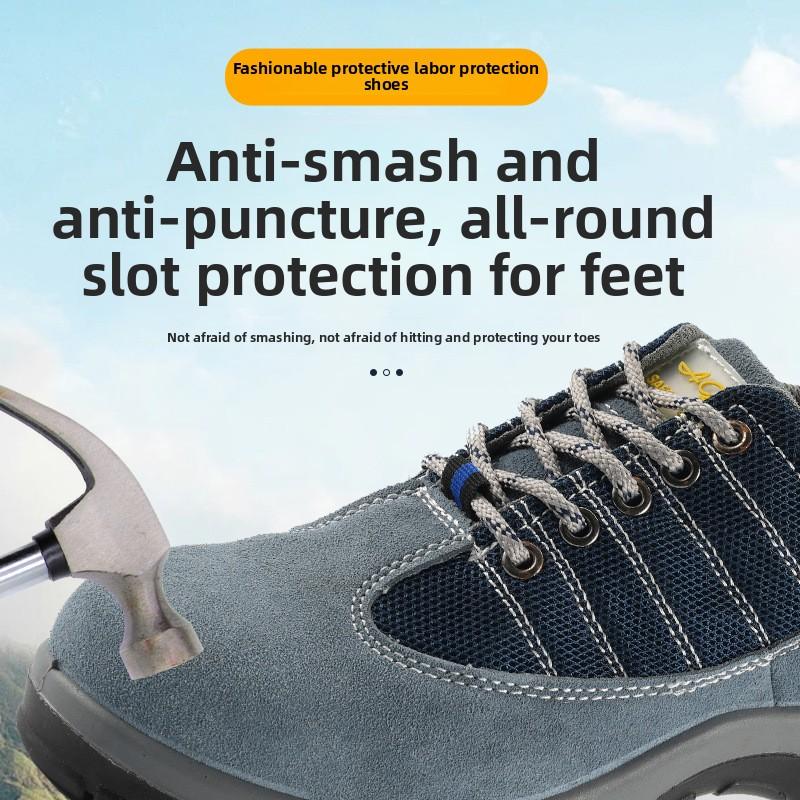 Men's Safety Shoes Insulated Safety Shoes Waterproof Breathe Puncture Resistant Slip-Resistant Steel Toe Sneakers Anti Smashing