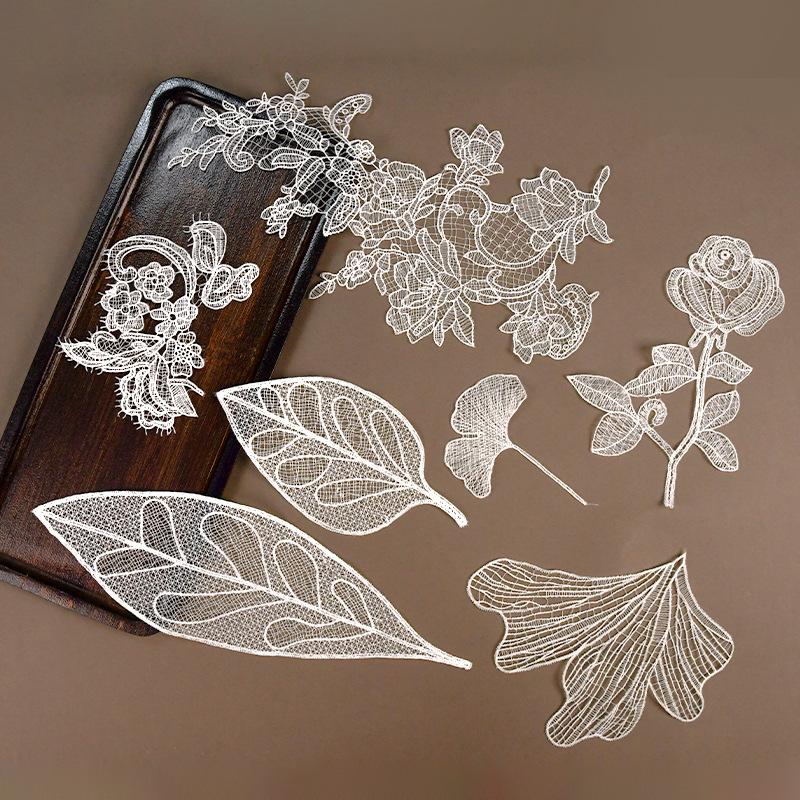 Fish Thread Eyelash Embroidery Lace Cloth Sticker Water-Soluble Hollow Lace Piece Flower Embroidery Piece Wedding Dress Accessories