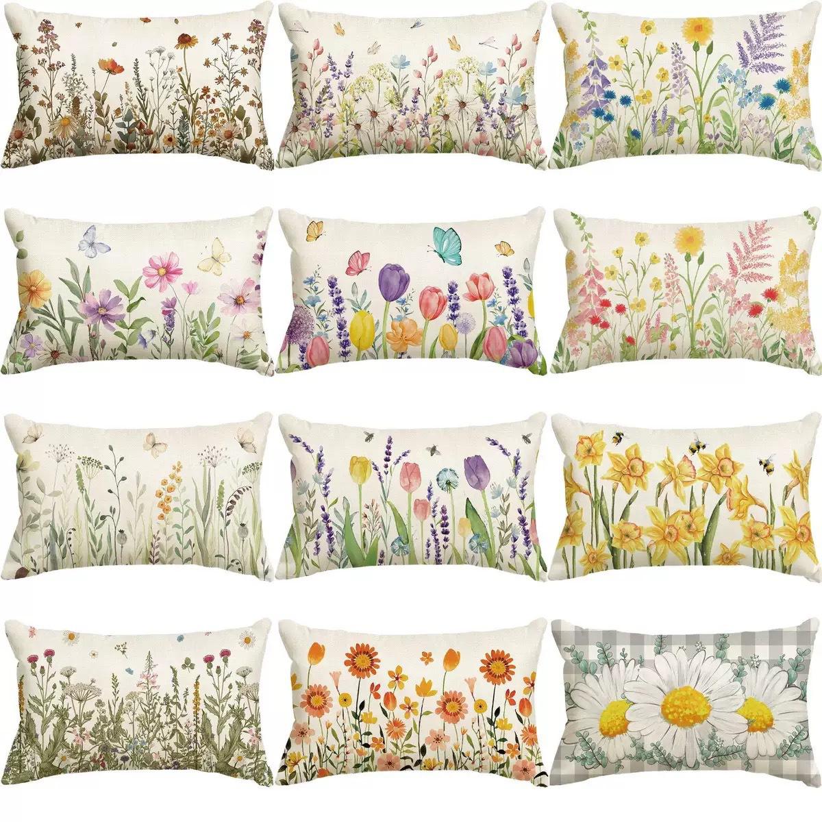 Jmg Clothing Unisex Vikama Spring Flower Pillow Cover Flower Sofa Cushion Cover Home Cushion Cover Home Decoration