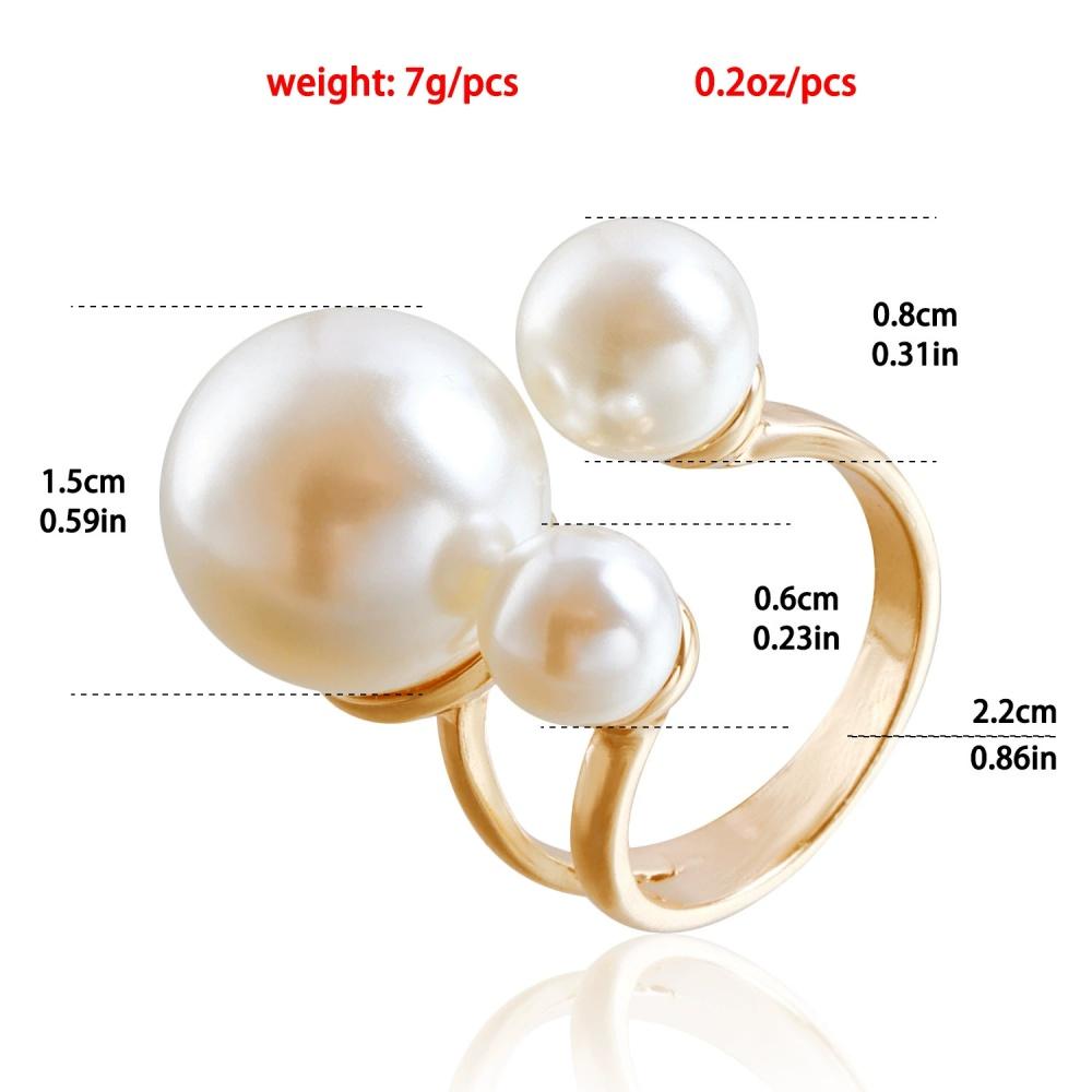 New Fashion Jewelry Elegant Pearl Rings for Women Opening European American Style Rings Wedding Decoration