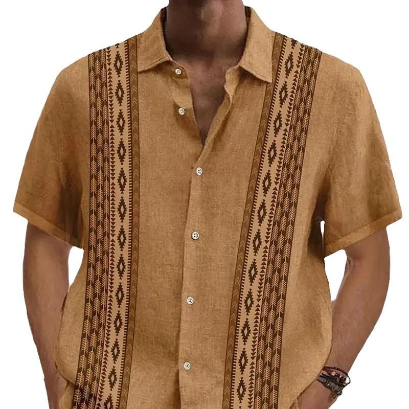 Summer Short Sleeve Flower Shirt Men'S Beach Large Size Casual Retro 3D Digital Printing Men'S Shirt Trend