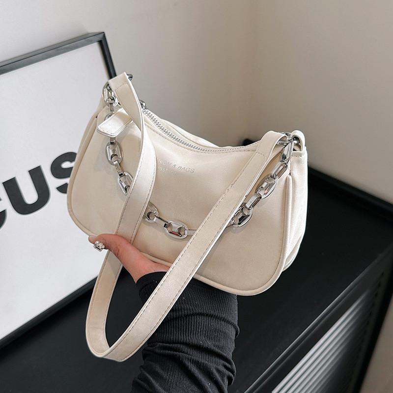 Trendy Spring 2024 Minimalist Pu Leather Shoulder Bag Fashionable Chain Crossbody Bag For Women