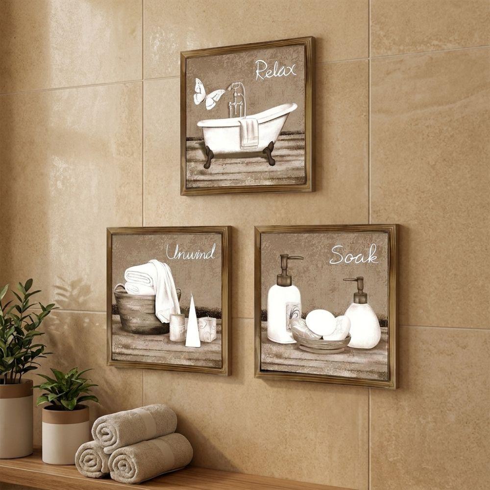 3 Stück Vintage Badezimmer Holzschilder 2 Flache Toiletten Hängende Ornamente Haus Badezimmer