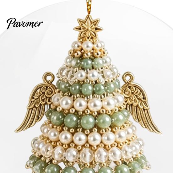 Holiday Tree Decorations 2D Flat Beaded Art Christmas Ornament, Acrylic Rustic/Candy/Snowflake Dangle/Faux Crystal Durable Ornament Xmas Hanging