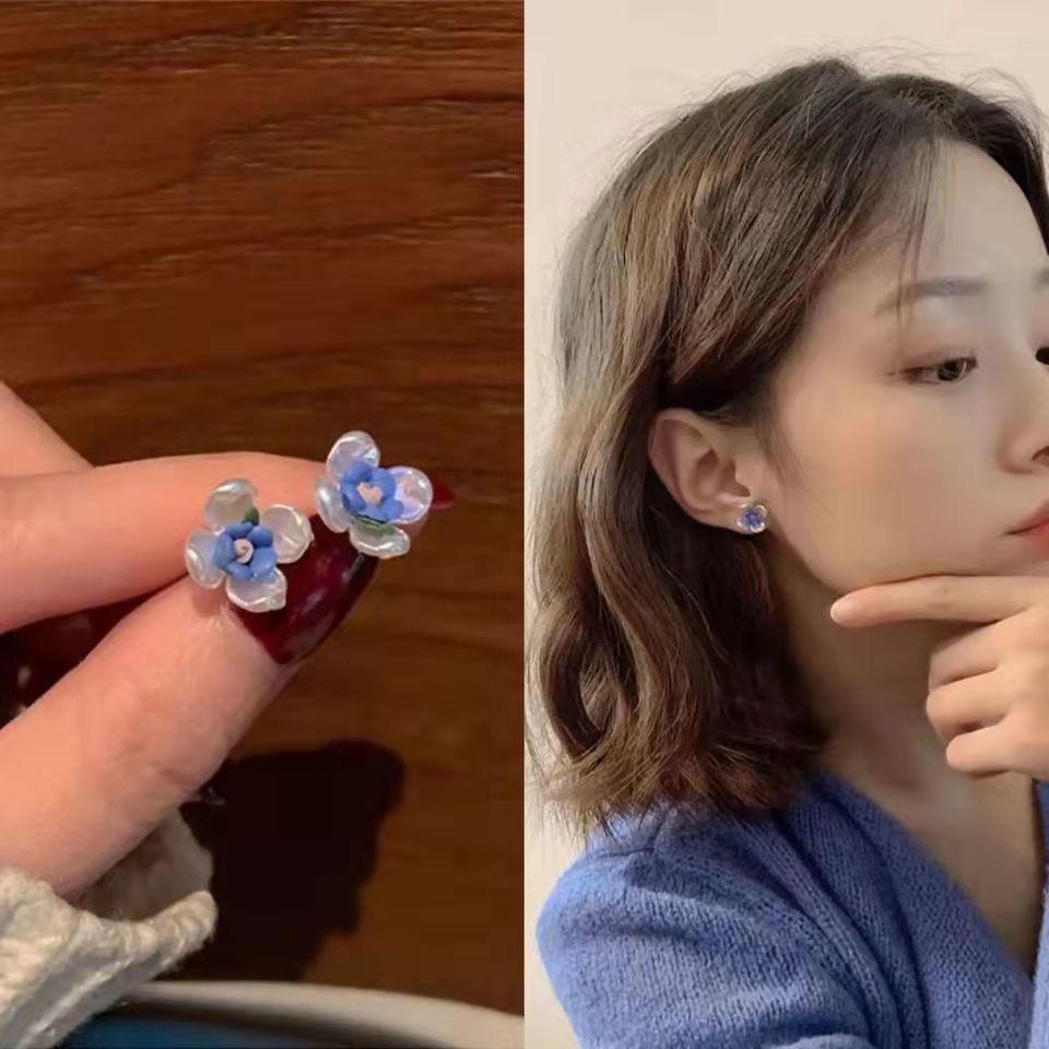 Pendientes de botón de esmalte coreano minimalistas retro en forma de corazón con perlas