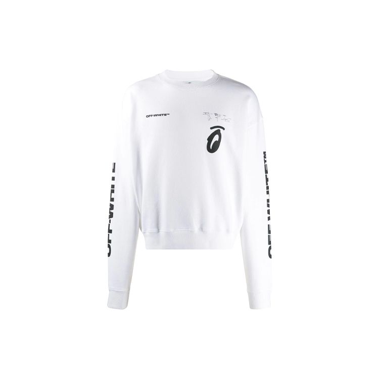 Off-White Splitted Arrows Over Crewneck White / Black Men Tops OMBA035E19D250100110