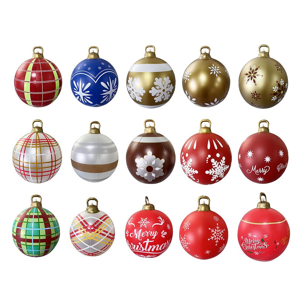 PVC Inflatable Christmas Decorated Ball Ornaments 60cm Inflatable Decorative Ball Outdoor Decoration for Outside Yard Lawn Porch