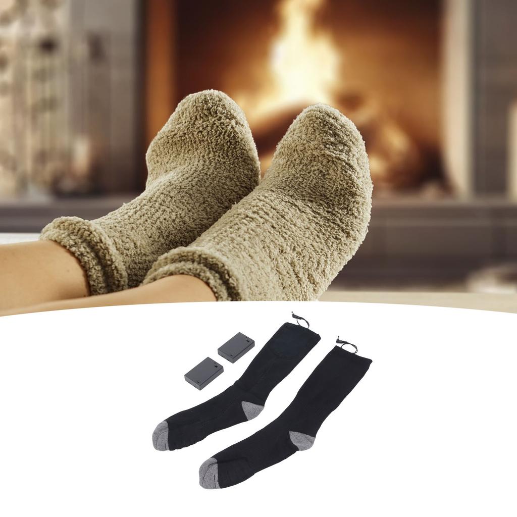 Electric Heated Socks Battery Operated Comfortable Cotton Socks for Winter Travel Camping Cycling Skiing Hiking One Size