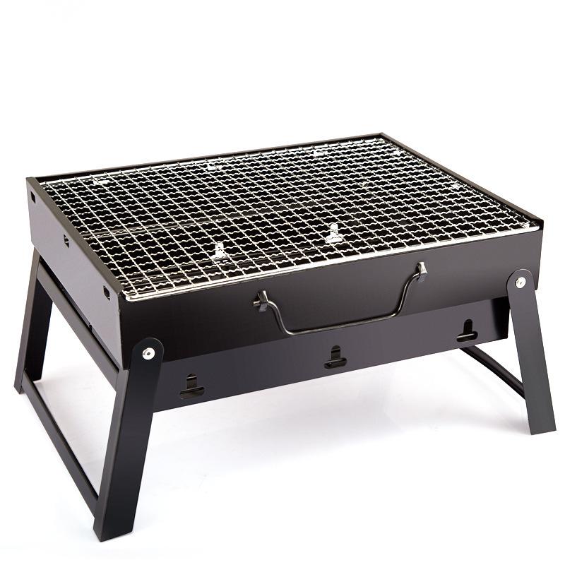 Portable Outdoor Charcoal BBQ Grill - Stainless Steel Folding Rack for Camping