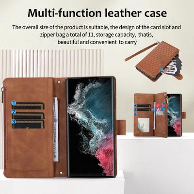 Phone Case for Samsung Galaxy S25 Ultra Edge S24 Plus S23 Fe S22 S21 S20 Note20 Lanyard Zipper PU Leather Card Slot Wallet Cover