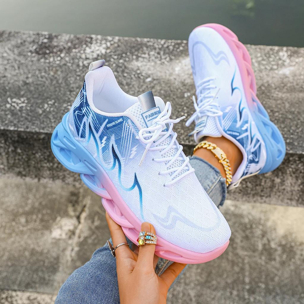 Paar Laufschuhe Herren Damen Leichtgewicht Mesh Atmungsaktiv Bequem Flach Weich Tennisschuhe Sommer Schnür-Sneakers Mann