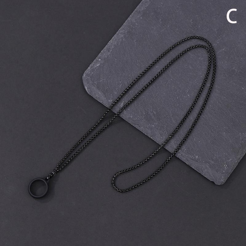 Anti-Lost Pen Lanyard Anti-Drop Portable Metal Chain Necklace Lanyard Metal Lanyard Sling Snake Bone Chain With Rubble Ring