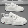 Men's Casual Leather Slip-On Sports Shoes Soft Bottom Wear-Resistant Round Toe Flat Heel Rubber Sneaker