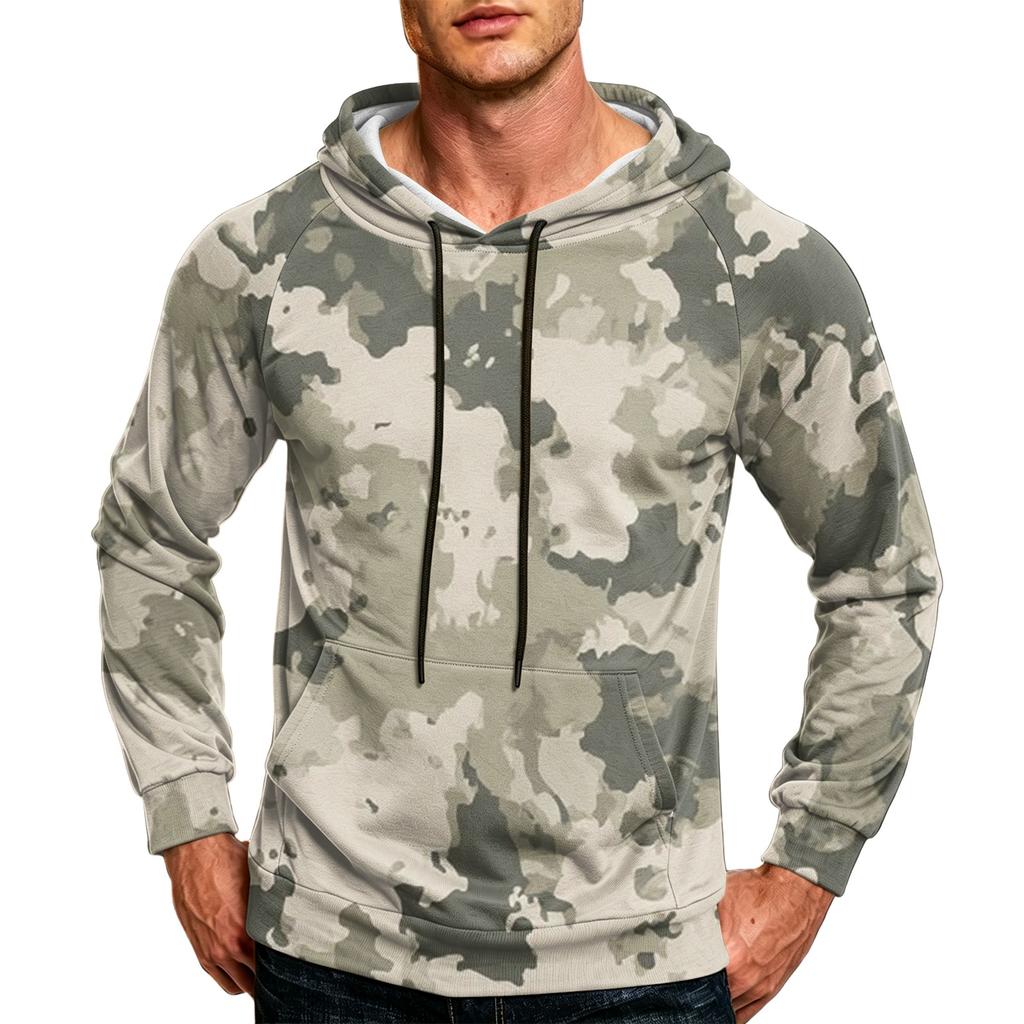 Men's Color Relaxed Fit Hoodie with Pocket and Drawstring