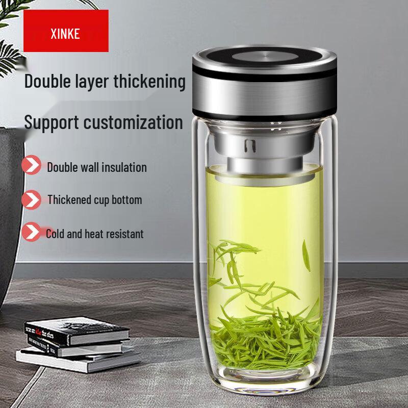 Portable Double-Layer Insulated Glass Cup