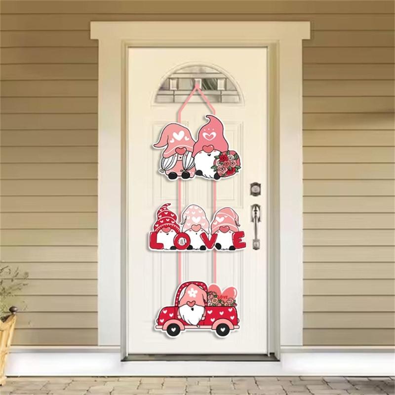 Valentines Day Door Hanger Paperboard Hanging Sign Decors Door Decorations Outdoor Indoor Wall Decors Party Supplies