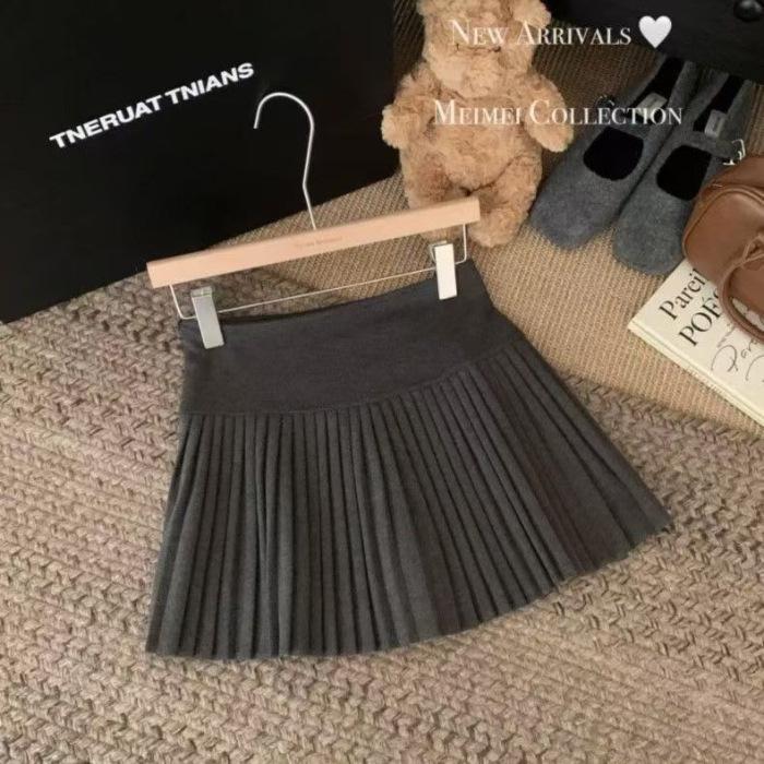 Damen High-Waist A-Linien Faltenrock - Schlankmachend, Kurzer College-Stil für Frühling & Herbst