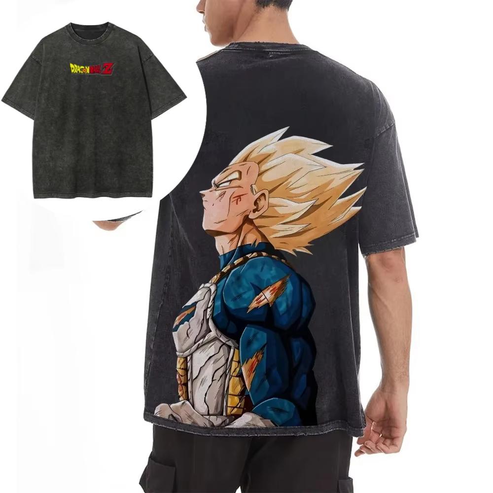 

Dragon Ball Vegeta Printed Tshirt Mens and Womens Washed Tshirt High Quality Vintage Cotton Tshirt Harajuku Tshirt XL