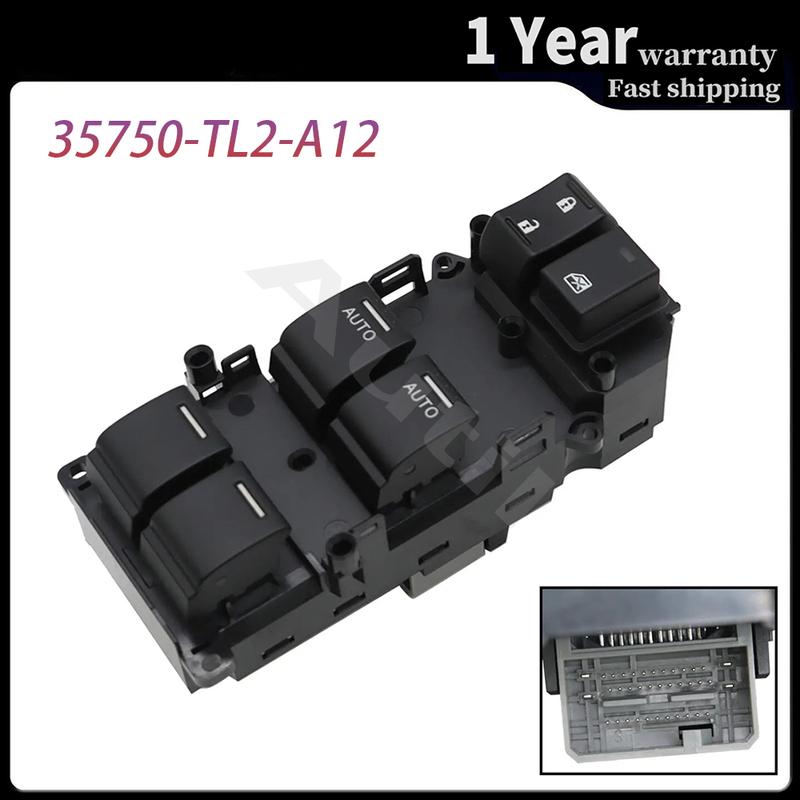 35750-TL2-A12 for 2008 2009 2010 2011 2012 Honda Accord EX Front Left Drive Master Power Window Switch Button 35750TL2A12