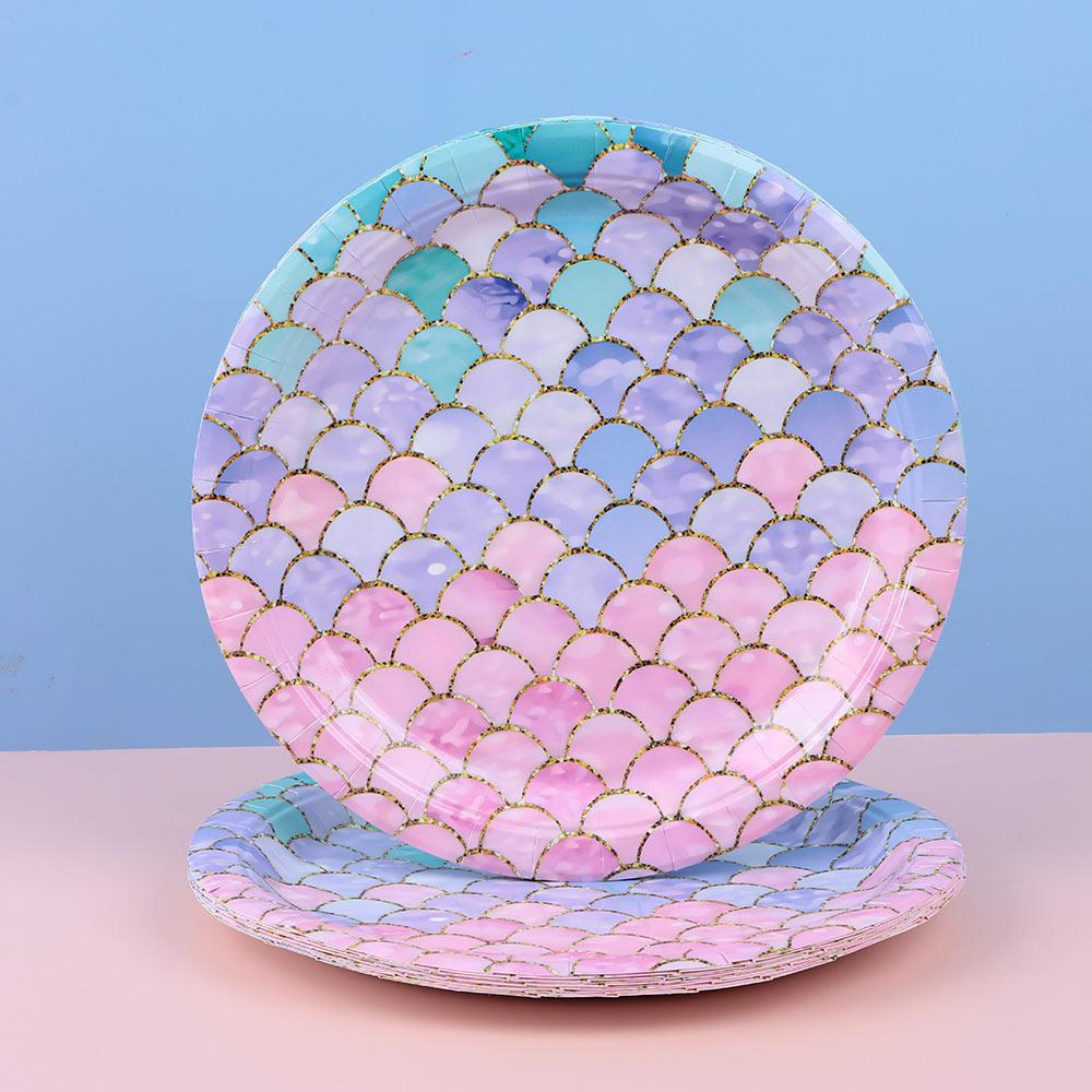 Birthday Decoration Supplies Disposable Tableware Set Paper Plate Little Mermaid Party Paper Cup