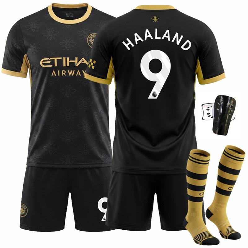 Set Tricou Negru de Rezervă Manchester City 2026-27 Haaland 9 Tricou Fotbal Club Echipament de Antrenament