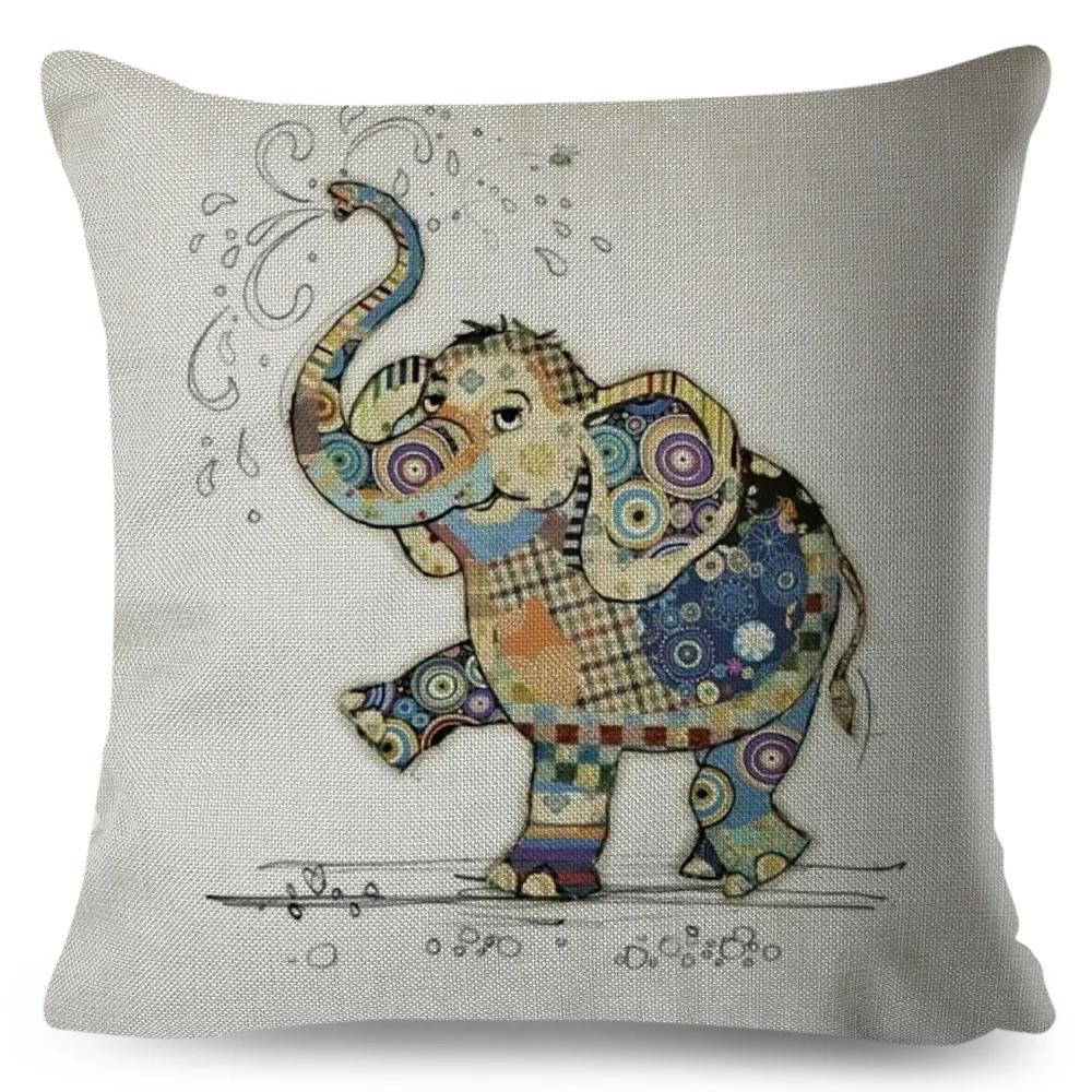 Nordic Style Cartoon Monkey Dog Cat Rabbit Cushion Cover Decor Children Drawing Animal Pillow Case for Sofa Home Car Pillowcase