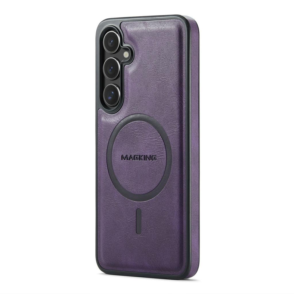 MAGKING K1 Series For Samsung Galaxy S25 FE Magnetic Case PC+TPU+PU Leather Phone Cover