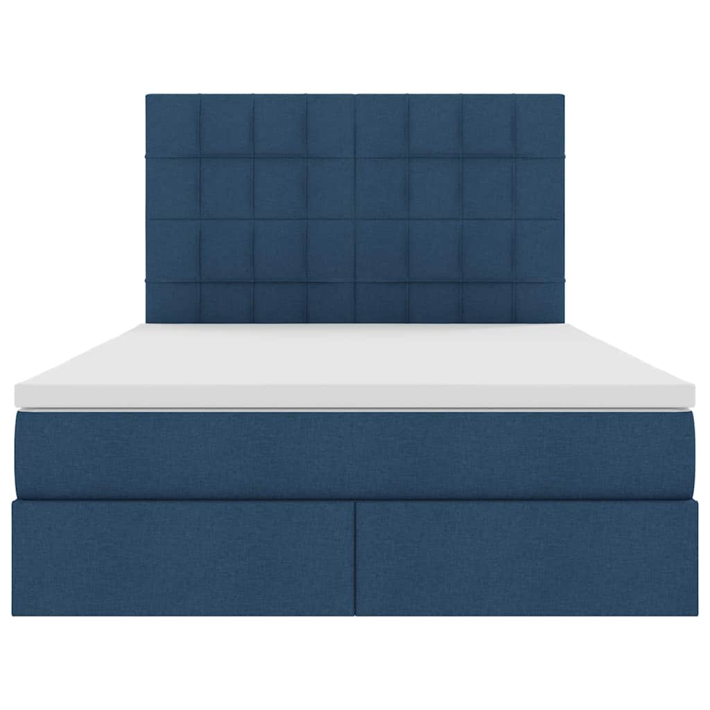 Storage Bed with Mattress Blue 140 X 190 Cm Polyester