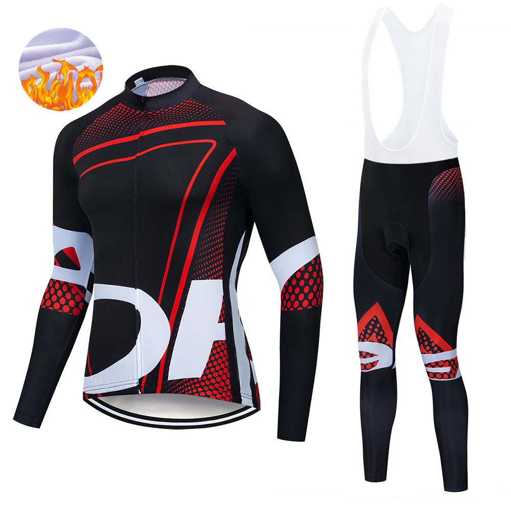 Winter Men's   Thermal Fleece Long Sleeves Men Cycling Bib Set Bicycle Clothing MBT Breathable Bike Clothes 2026 Winter Warm Cycling Clothing Set