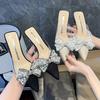 Sweet Shoes for Women Lovely Slippers Women Basic Slides Strange High Heels Solid Pointed Toe Butterfly-knot Summer Slippers