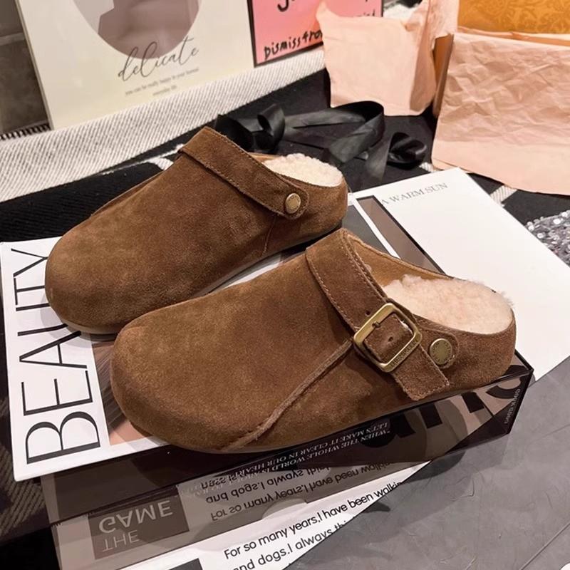 Fashion 2024 Fashion Women's Shoes Closed Toe Women's Slippers Hot Sale Belt Buckle Casual Slippers Women Winter Rivet Flat Slippers