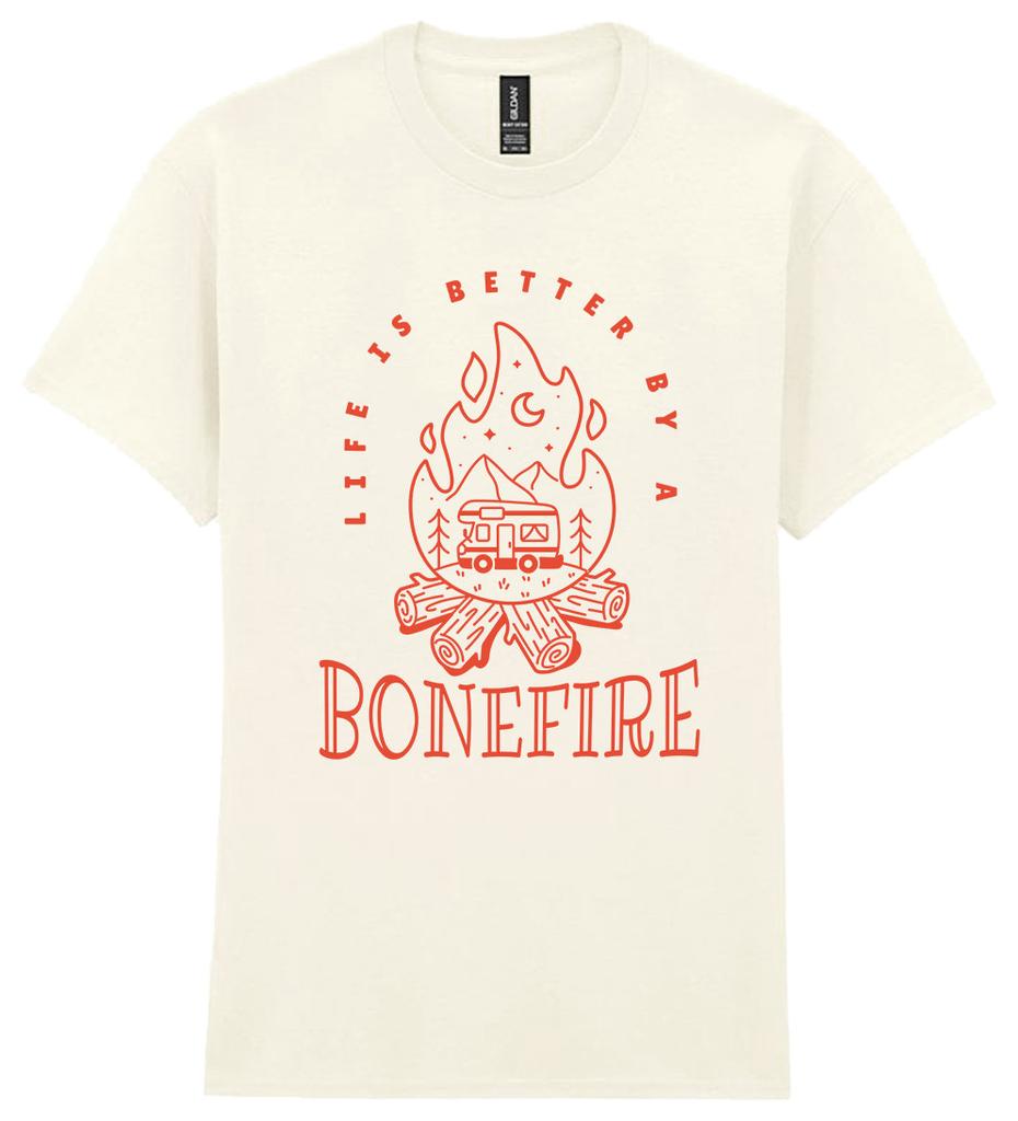 Life Is Better By A Bonfire Camping T-Shirt Hiking Nature Unisex Mens Womens