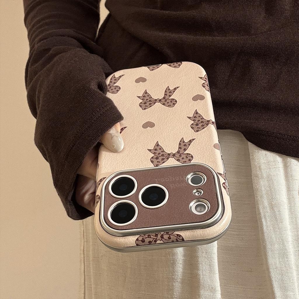 Leopardenmuster Schleife für IPhone17 für Apple 16promax Handyhülle 15Für13 Süß Cool Retro 14 Lederhülle