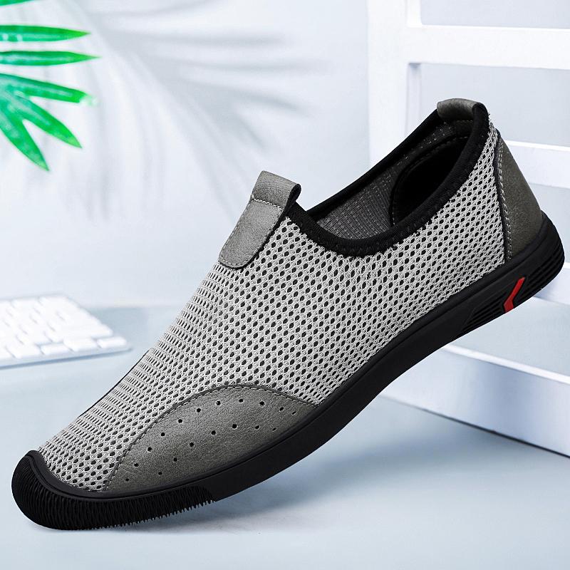 New Hollow Out Sneakers Men Breathable Mesh Flats Lightweight Casual Walking Man Shoes Slip-On Driving Loafers Summer Moccasins