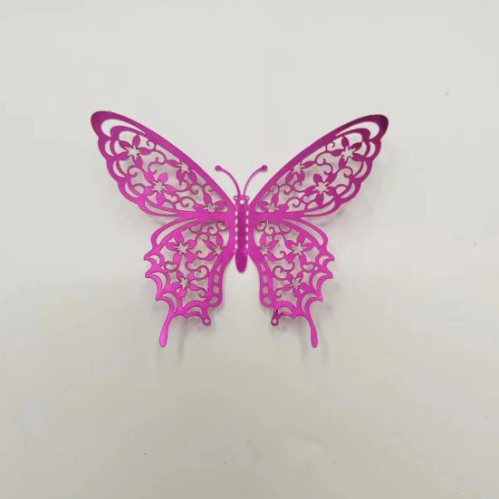 12 Stück 3D-Schmetterlings-Wanddekoration 3 Größen Hohl-Schmetterlings-Dekoration für Geburtstagsfeier Kuchenaufsatz Abnehmbare Wandbilder Aufkleber für Kinderzimmer Schlafzimmer