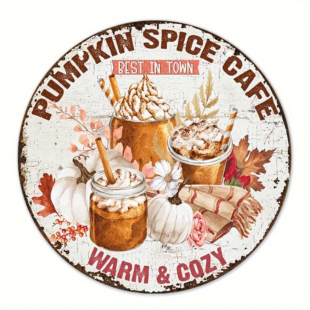 Autumn Style Pumpkin Spice Cafe Vintage Tin Sign 20x20cm