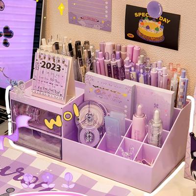 Niedlicher Stift-Schreibtischhalter, Aufbewahrungsbox, Organizer für Mädchen, Schubladentyp, Desktop, Student, Schreibwaren, Handbuch, neun Fächer, Kawaii-Aufbewahrungsbox