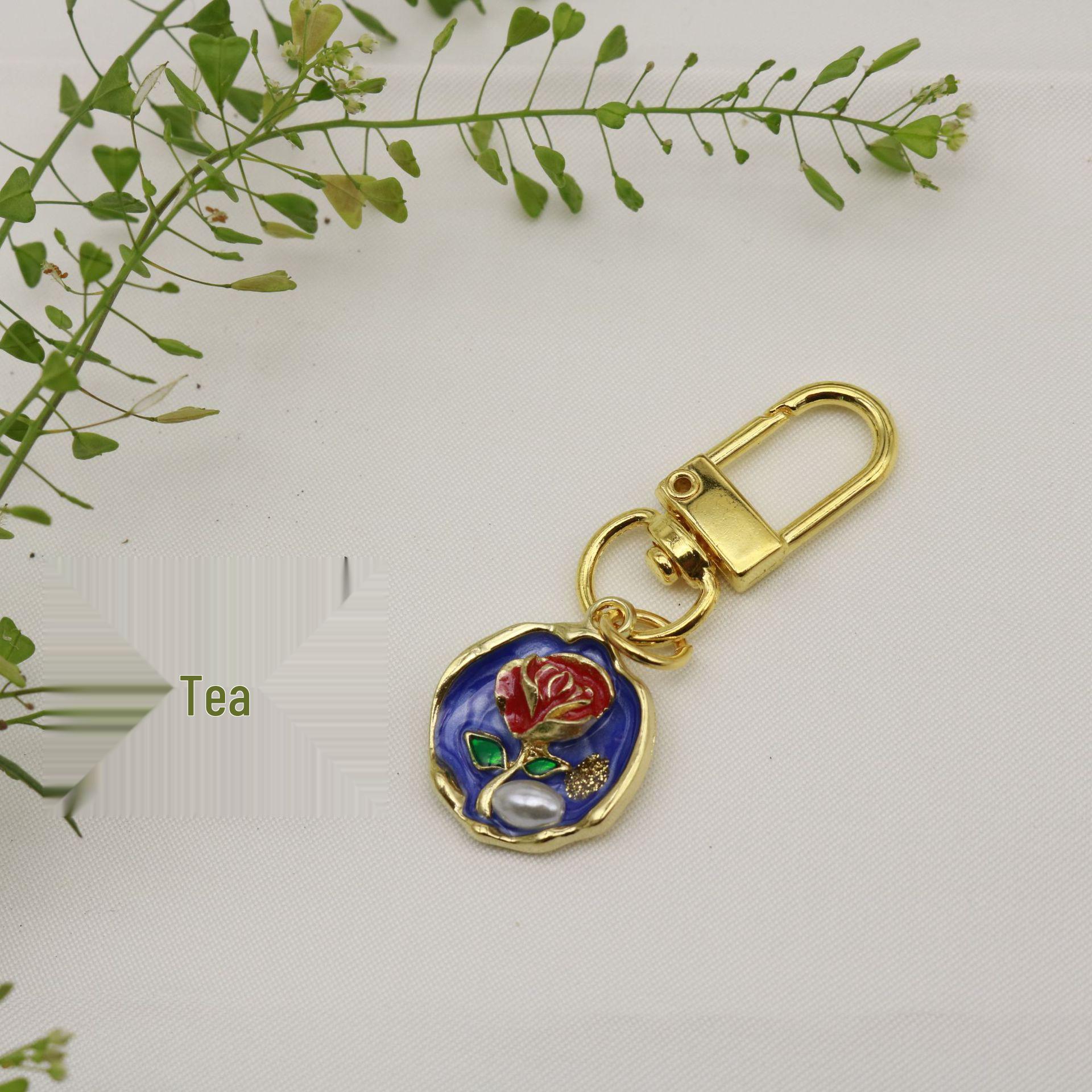 Monet s Garden DIY Oil Painting Flower Door Buckle Keychain
